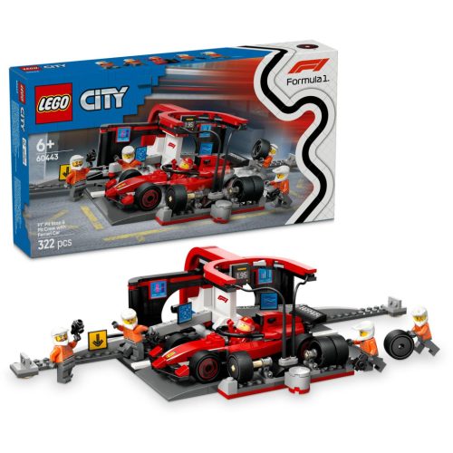 LEGO City 60443 F1®-es boxutca és személyzet, Ferrari autóval