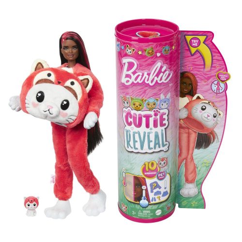 Barbie - Cutie Reveal Barbie baba jelzmezben - cica, vörös panda