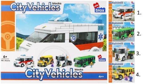 Stavebnica Alleblox City Vehicles 211-255ks/4druhy