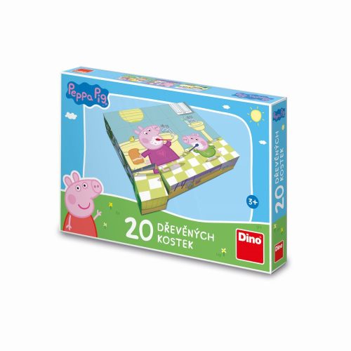 Dino fa kirakó kockák 20 db-os Peppa malac boldog napja