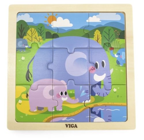 Viga Fa puzzle Elefánt 9db