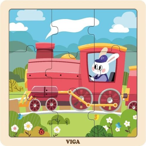 Viga Fa puzzle Mozdony  9db