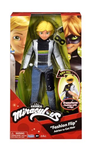 Miraculous Katicabogár és Fekete Macska Fashion Flip Adrien Fekete Macska figura flitterekkel 26cm