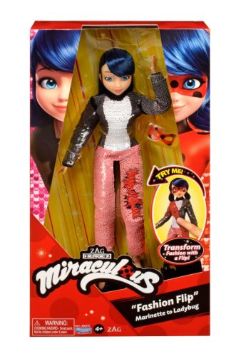 Miraculous Katicabogár és Fekete Macska Fashion Flip Marinette Katicabogár figura flitterekkel 26cm