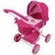 Babakocsi játék babáknak 46cm-es babákhoz rózsaszín virágos