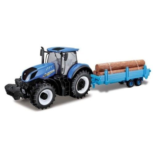 Bburago 1:32 Traktor New Holland s vlečkou na drevo