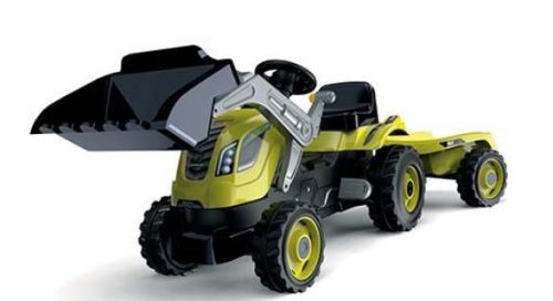 Smoby Farmer Max pedálos gyerek traktor utánfutóval és rakodókanállal zöld 169 x 56 cm