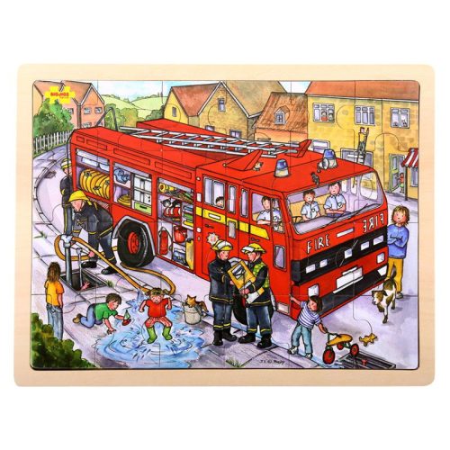 Bigjigs Toys Drevené puzzle hasiči 24 dielikov