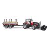 Bruder Traktor Massey Ferguson 7480 s čelným nakladačom a prepravníkom klád - poškodený obal