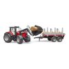 Bruder Traktor Massey Ferguson 7480 s čelným nakladačom a prepravníkom klád