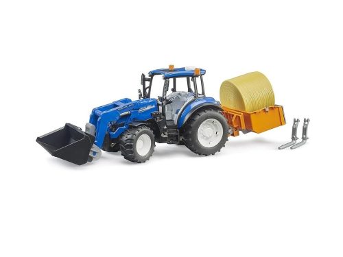 Bruder 2187 traktor New Holland T5.120  homlokrakodóval, billenő ládával és villákkal