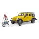 Bruder Jeep Wrangler Rubicon s cyklistom a okolo