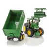 Bruder Traktor John Deere 7R 350 s čelným nakladačom a tandemovým prepravným prívesom