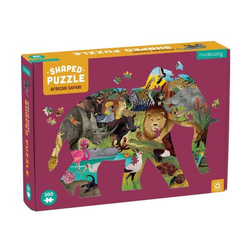 Mudpuppy puzzle Afrikai szafari - elefánt formájú 300 db