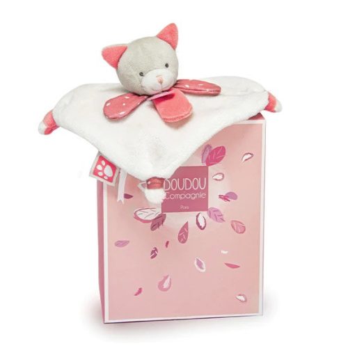 Doudou plüss mini szundikendő 20 cm-es cica