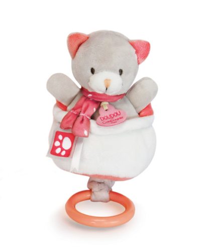 Doudou plüss zenés cica 20 cm