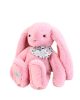 Doudou Plyšový zajačik so šatkou ružový 35 cm