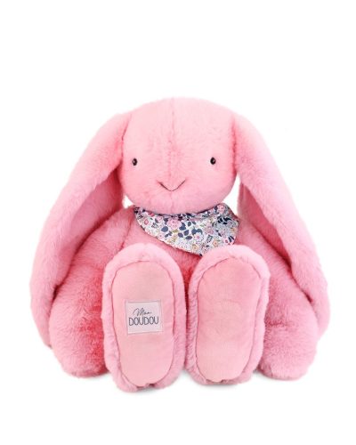 Doudou Plyšový králik XXL so šatkou ružový 50 cm
