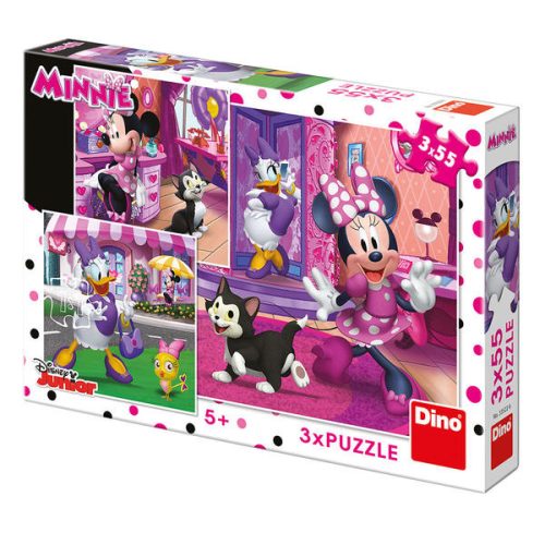 Dino puzzle Minnie egér Daisy kacsával 3x55 db 165 db