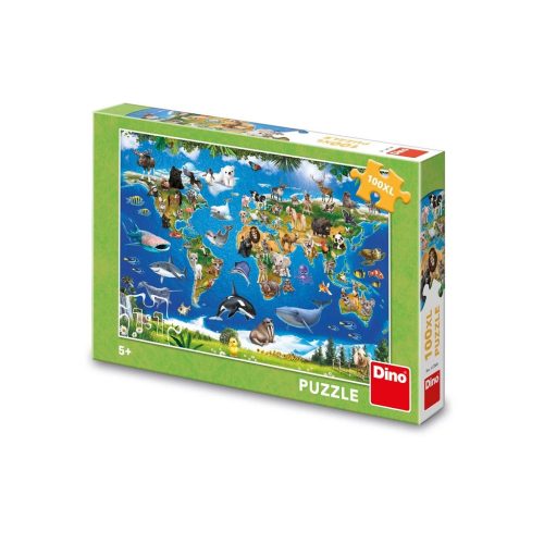 Dino puzzle Állattérkép XL 100 db