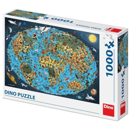 Dino puzzle Rajzfilm világtérkép 1000 db