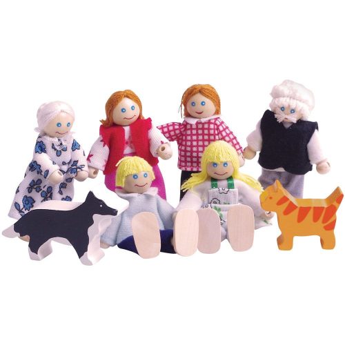 Bigjigs Toys panenky - Set rodinky do domečku 7ks - sleva