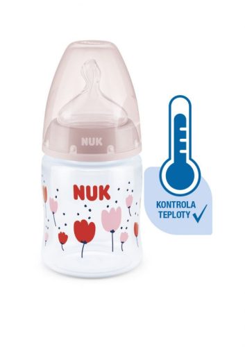 NUK FC Plus fľaša s kontrolou teploty 150ml 1ks červená s kvetinami