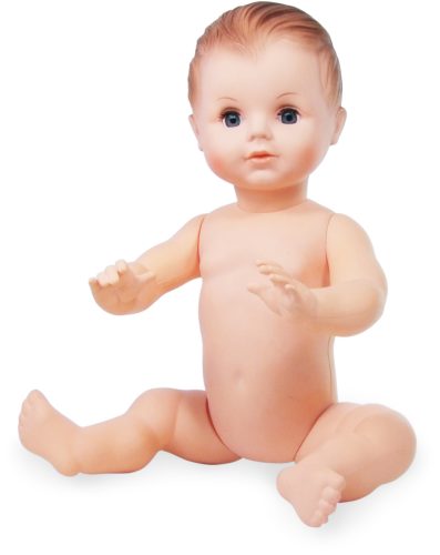 Petitcollin játék fürdőbaba ülő, barna szemű 40cm