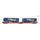 Roco Konténerszállító ikerkocsi, zsebeskocsi, Sdggmrs 738/T3000e, LKW Walter félpótkocsikkal, DB AG VI 77385 H0 1:87 méretarány
