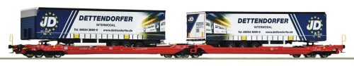 Roco Iker-zsebeskocsi, Sdggmrs/T3000e, Dettendorfer félpótkocsikkal, DB AG VI 77404 H0 1:87 méretarány
