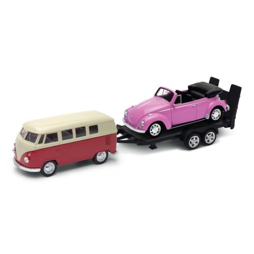 Welly Volkswagen T1 vontató + Volkswagen Beetle 1:34 modell
