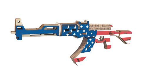 Woodcraft Drevené 3D puzzle Samopal AK47 vo farbách Americkej vlajky